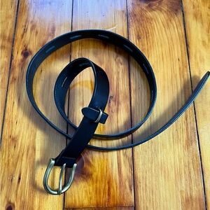 Madewell Backcountry Belt, Black Italian Leather, Brass Buckle, Women’s Medium